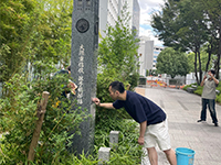 大隈侯雉子橋記念碑清掃